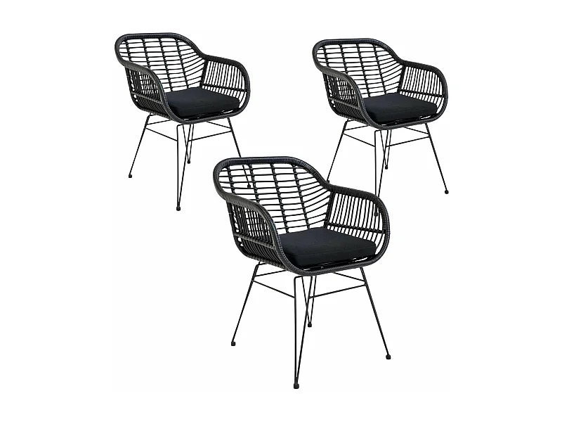 6 Fauteuils de jardin noirs TRIESTE