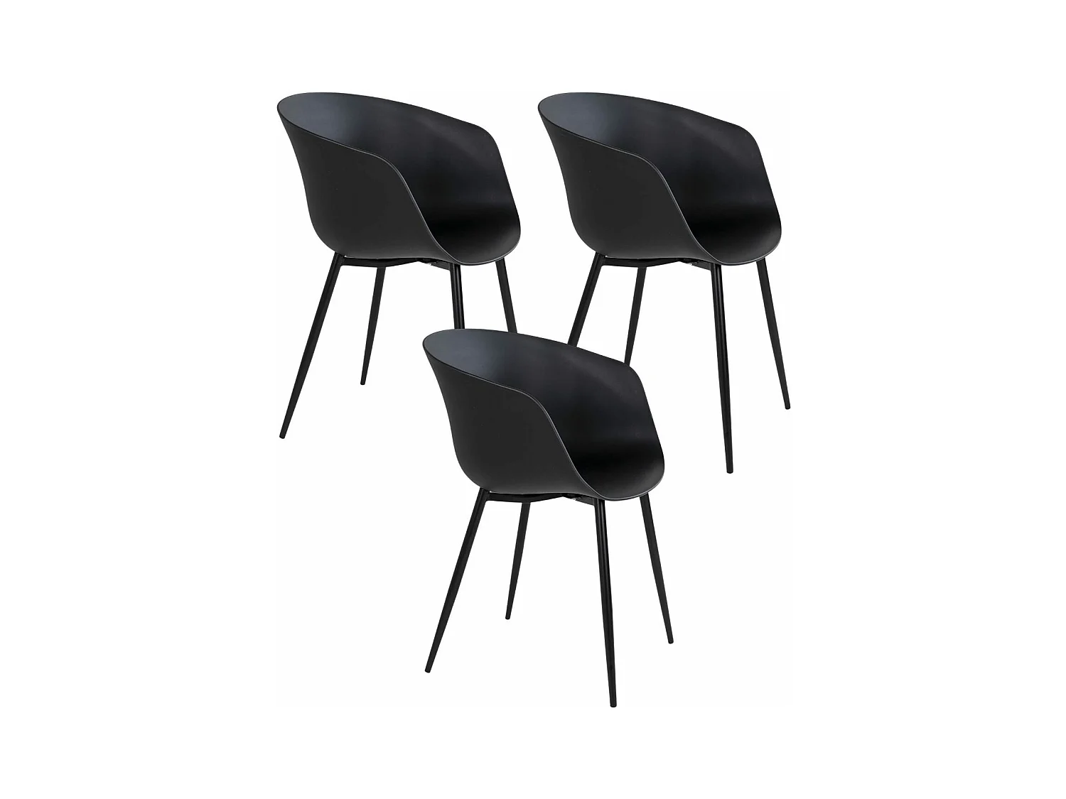6 Fauteuils de jardin noir RODA