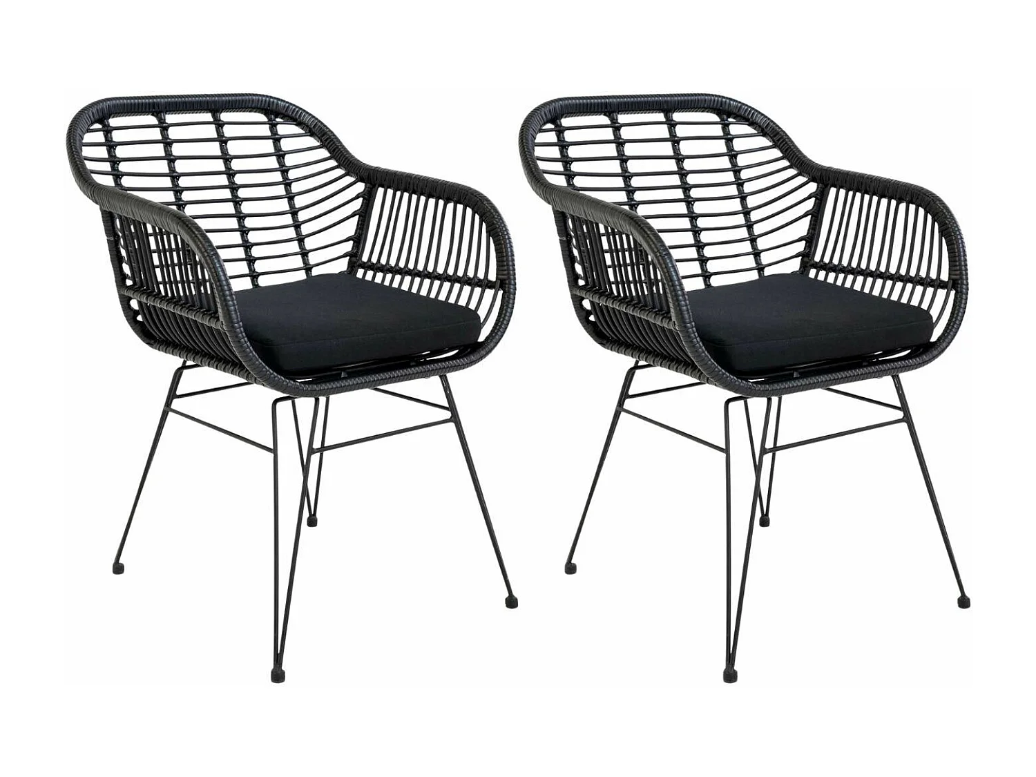 4 Fauteuils de jardin noirs TRIESTE