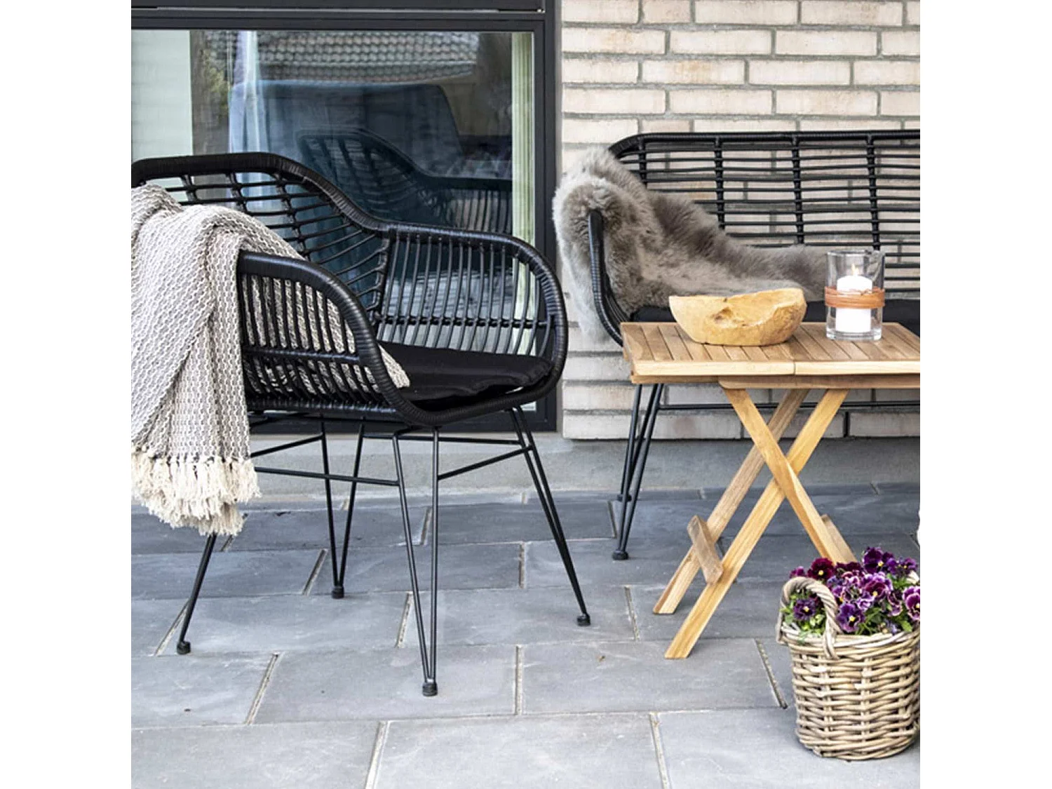 4 Fauteuils de jardin noirs TRIESTE