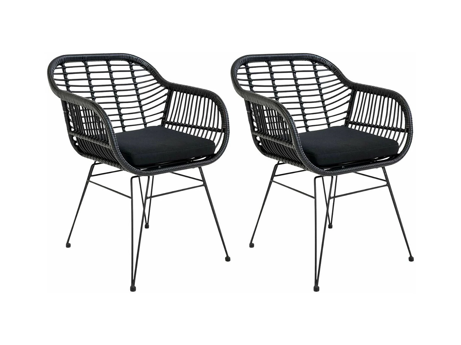 4 Fauteuils de jardin noirs TRIESTE
