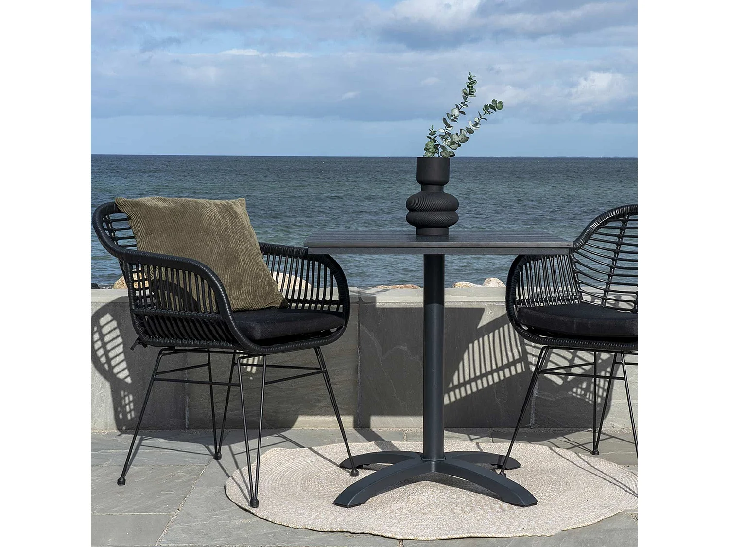 4 Fauteuils de jardin noirs TRIESTE