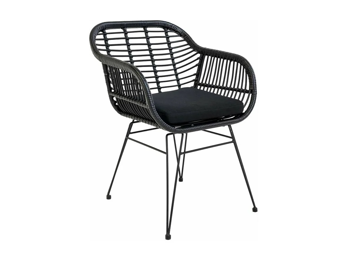 4 Fauteuils de jardin noirs TRIESTE