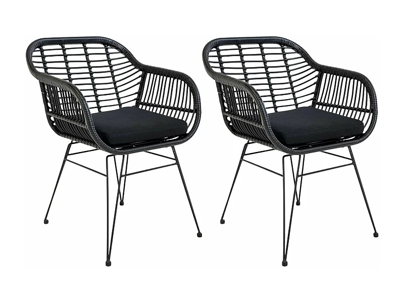 4 Fauteuils de jardin noirs TRIESTE