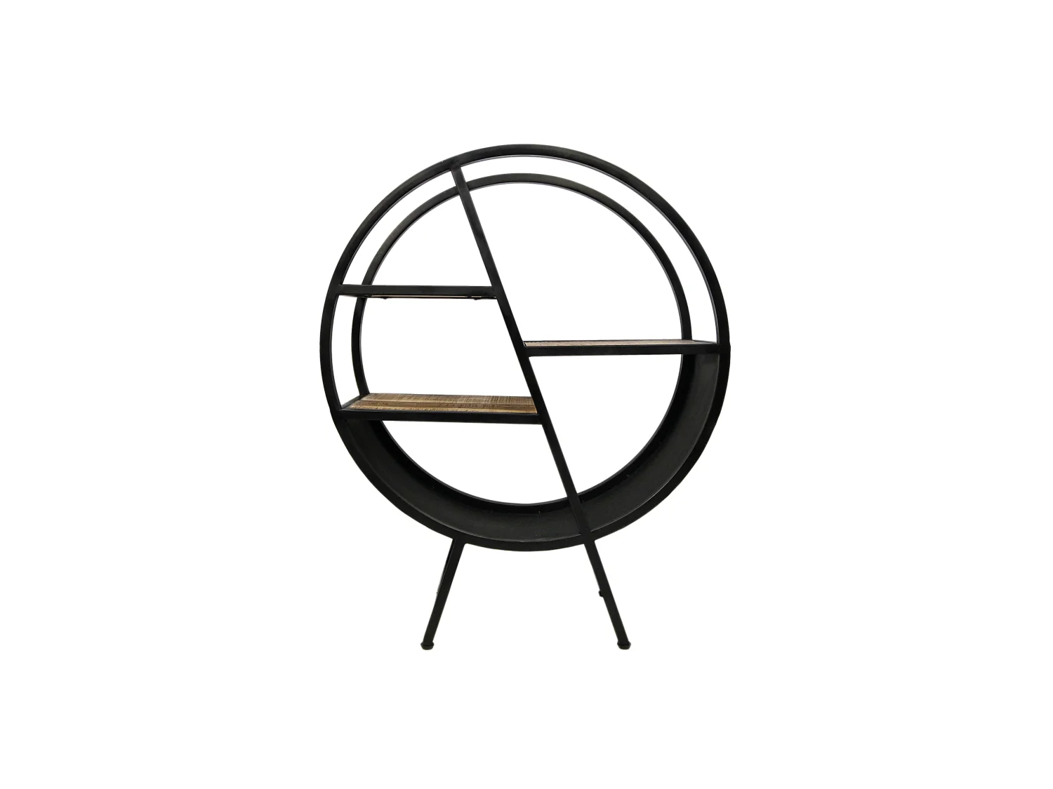 Ronde decoratieve plank in hout en zwart 80 x 30 x 100