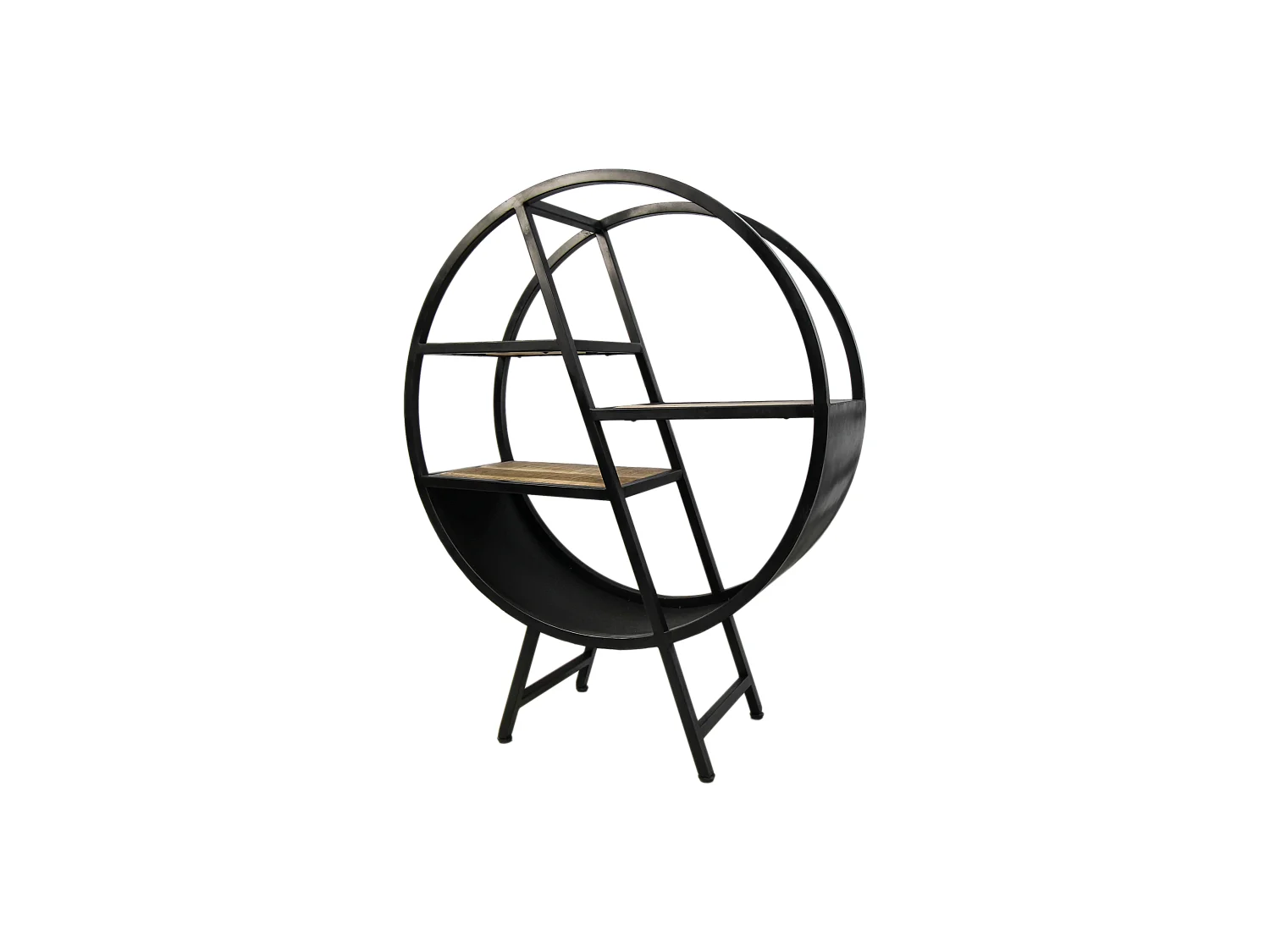 Ronde decoratieve plank in hout en zwart 80 x 30 x 100