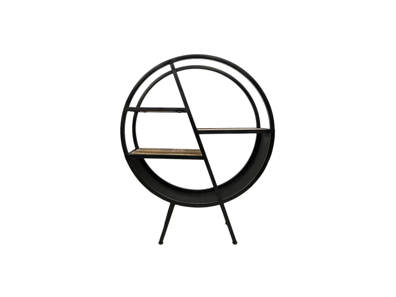 Ronde decoratieve plank in hout en zwart 80 x 30 x 100