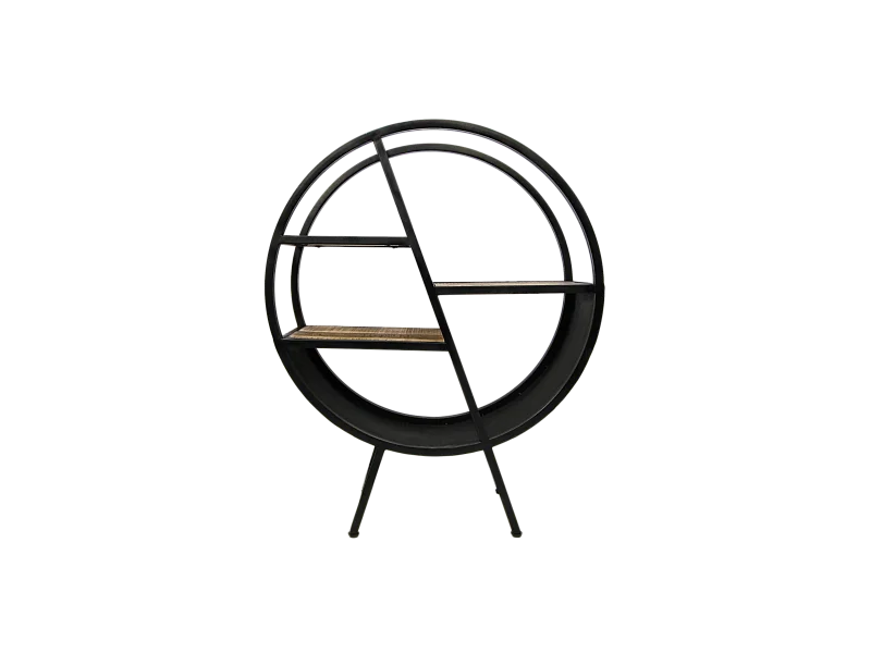 Étagère d'appoint - fer- bois de manguier - naturel - 80x30x100cm