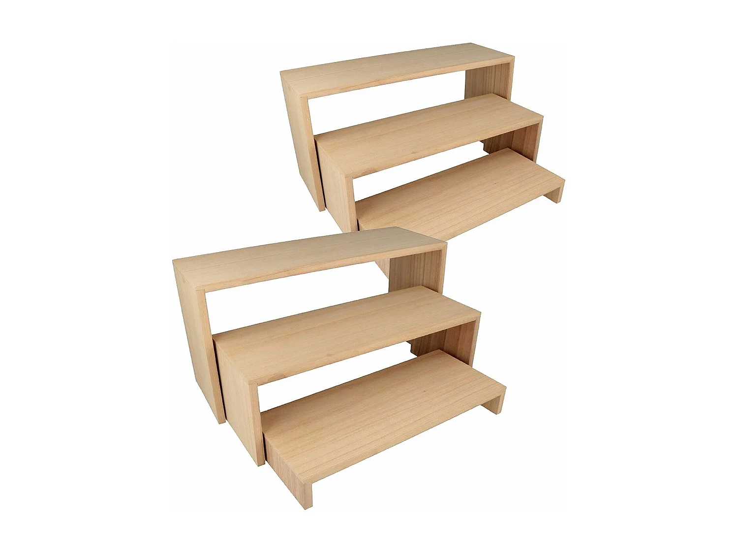 2 blocs de 3 étagères escalier en bois 18 x 35 cm