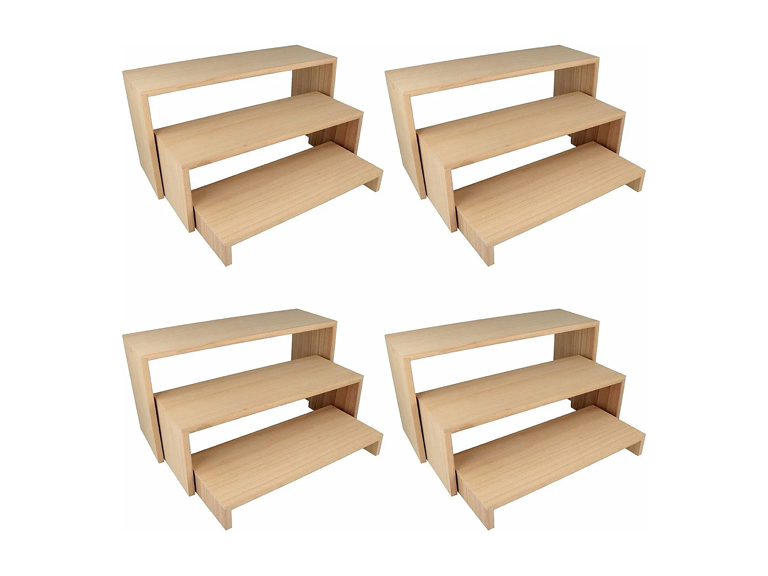 4 blocs de 3 étagères escalier en bois 18 x 35 cm