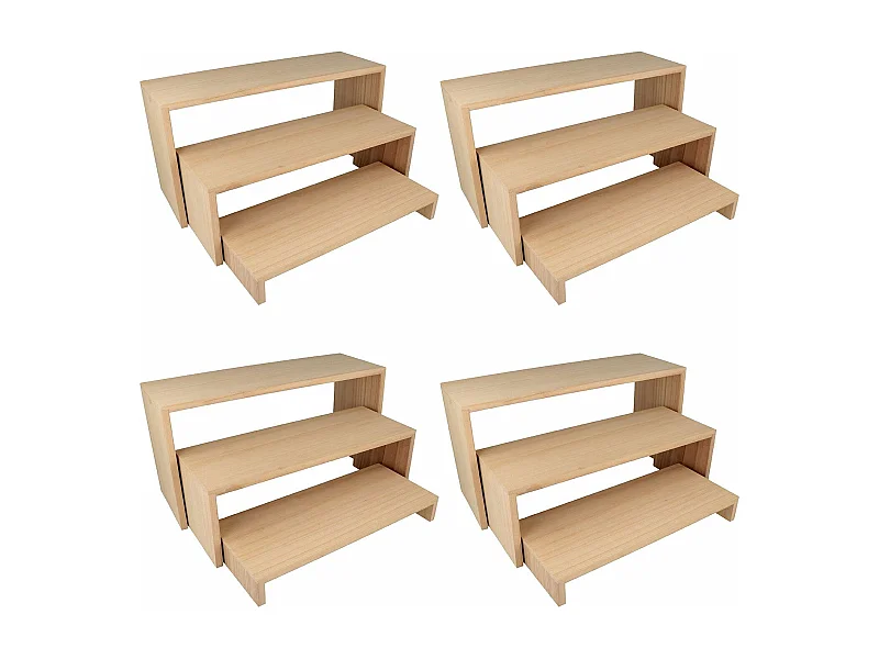 4 blocs de 3 étagères escalier en bois 18 x 35 cm