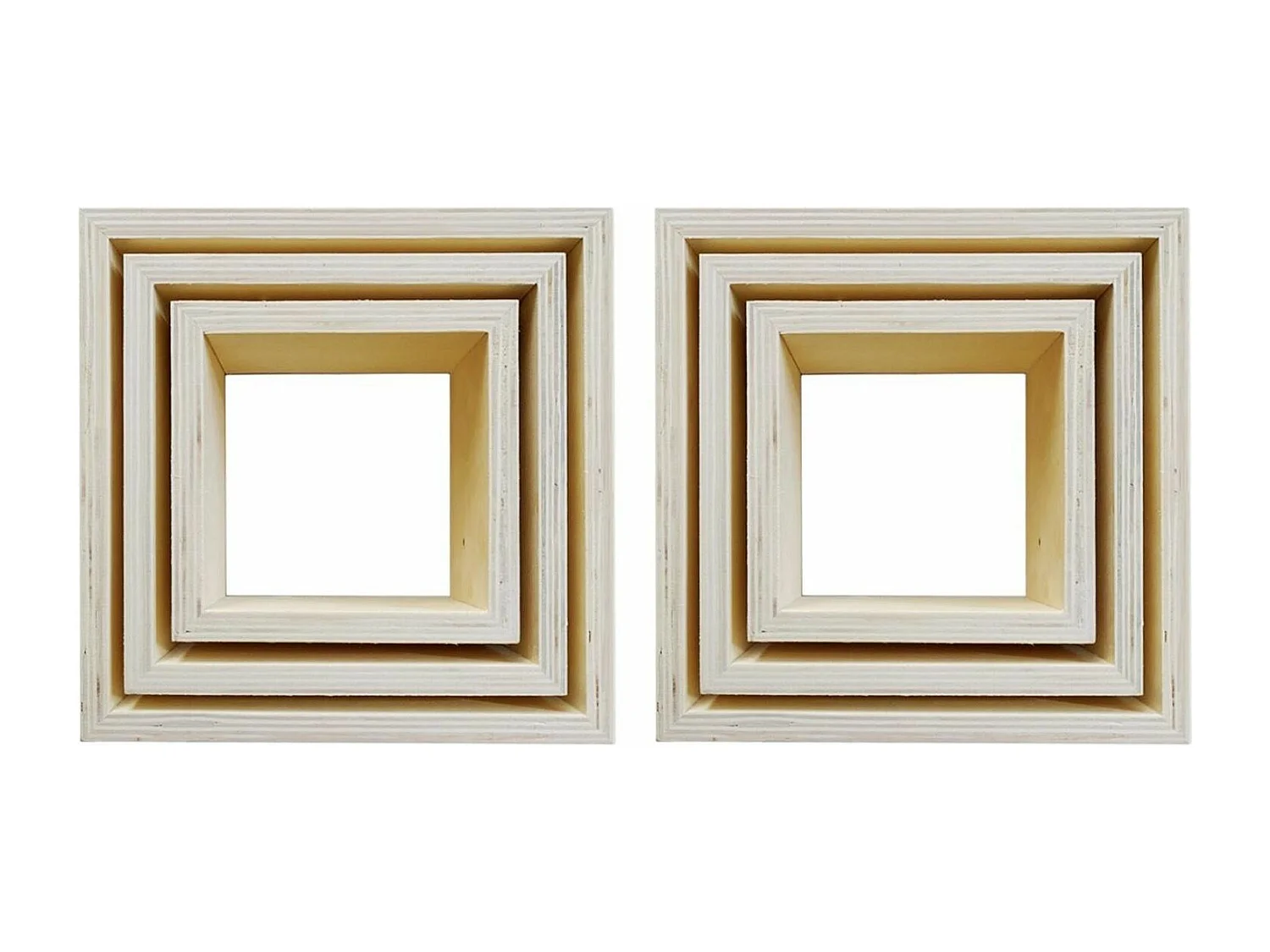 6 blocs de 3 petites étagères carrées en bois 22, 18 et 14 cm