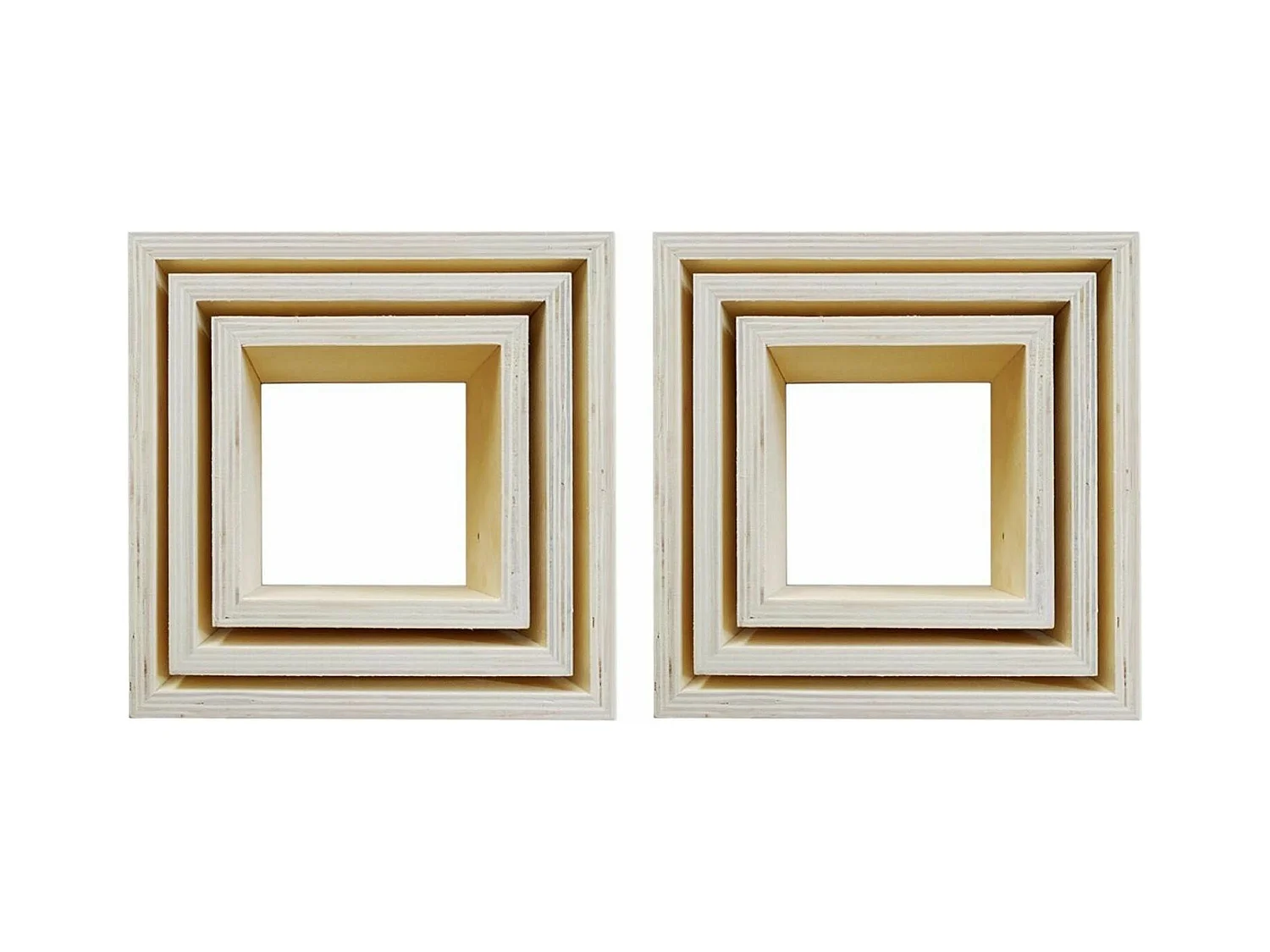6 blocs de 3 petites étagères carrées en bois 22, 18 et 14 cm