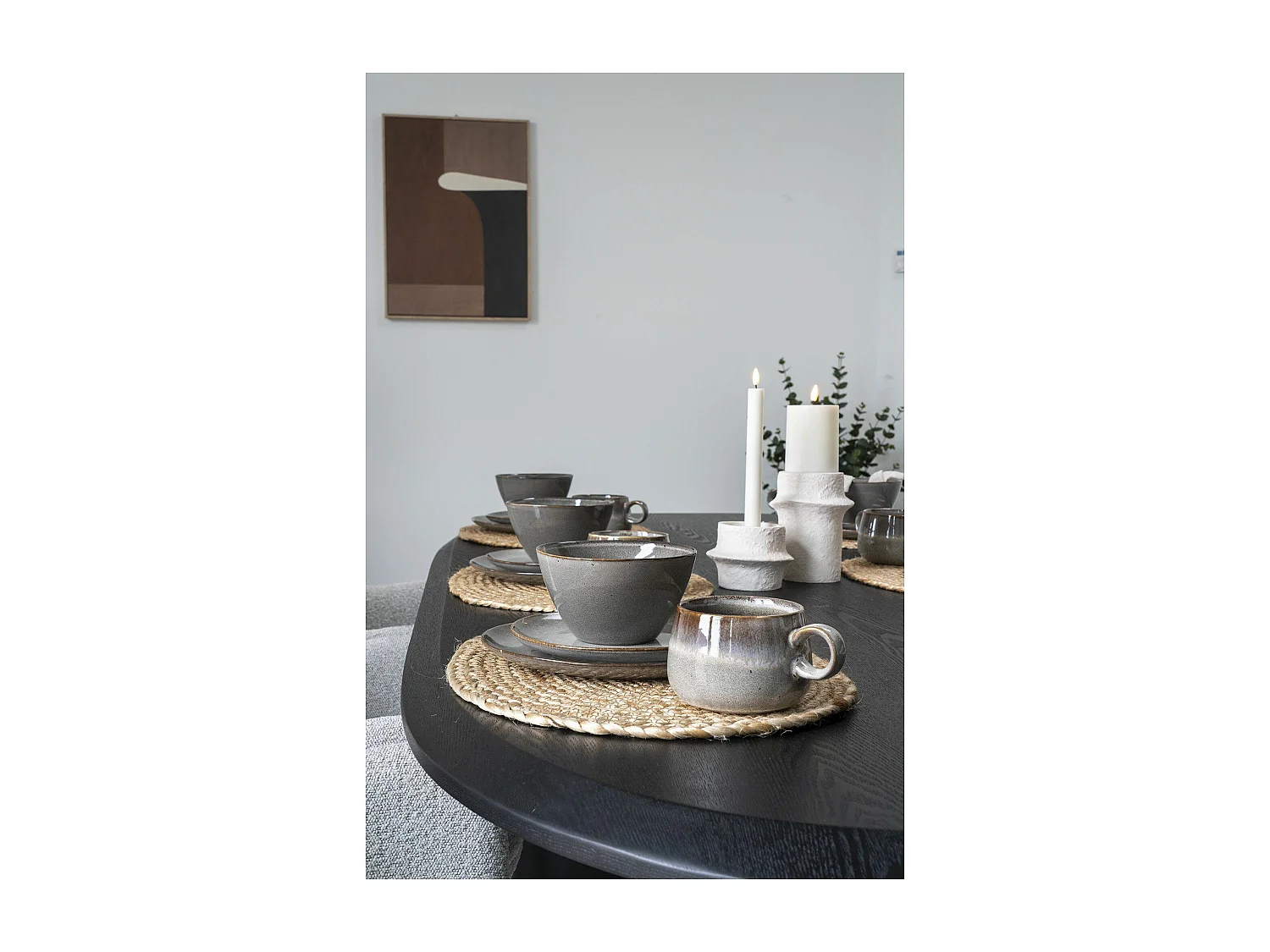 Lots de 4 bols céramique gris et marron ø 15x9 cm