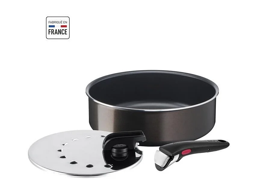 TEFA3 Teile, 24 cm Bratpfanne + Deckel + Griff, keine Induktion, antihaftbeschichtet