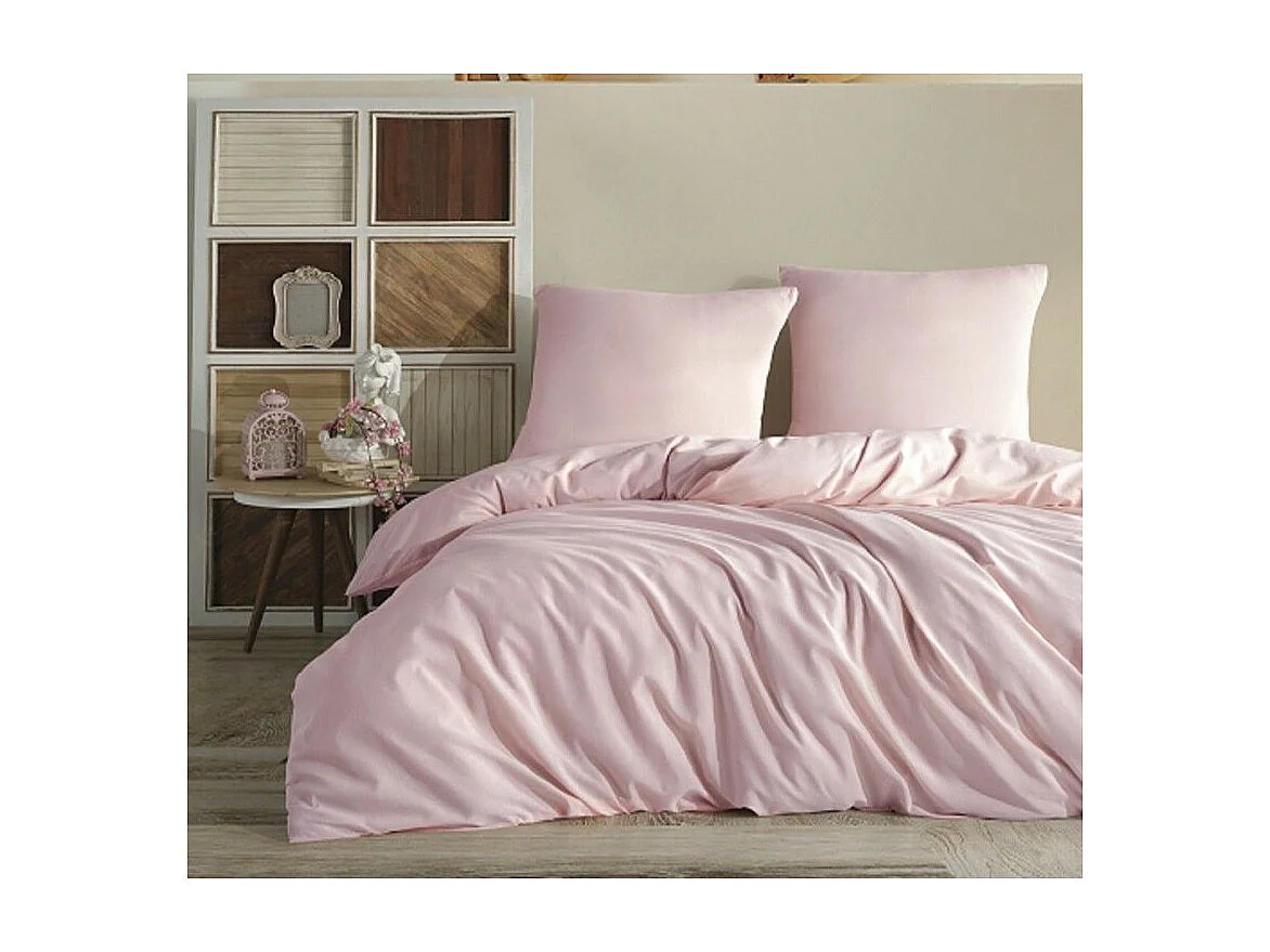 Einfarbiges Bettwäscheset 140 x 200 cm – Rosa
