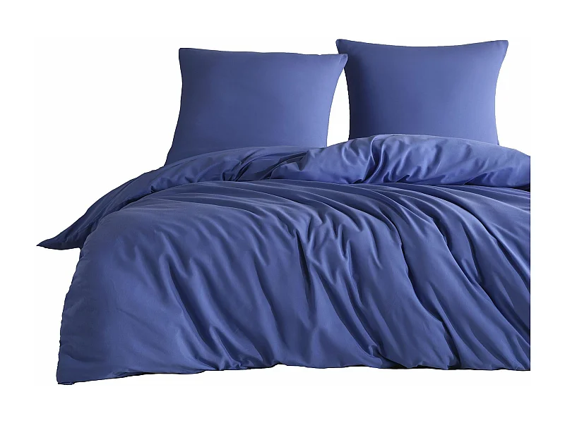 Einfarbiges Bettwäscheset 140 x 200 cm – Blau