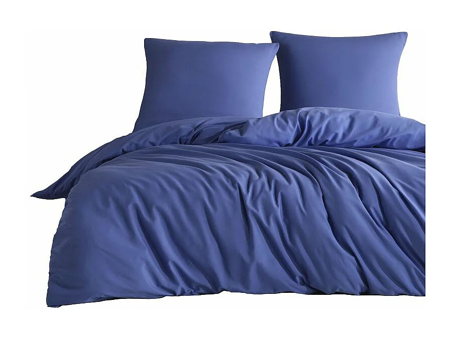 Einfarbiges Bettwäscheset 140 x 200 cm – Blau