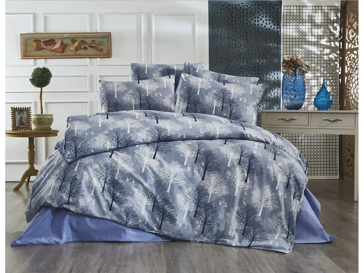 TREE Bettwäscheset 240 x 220 cm – Blau