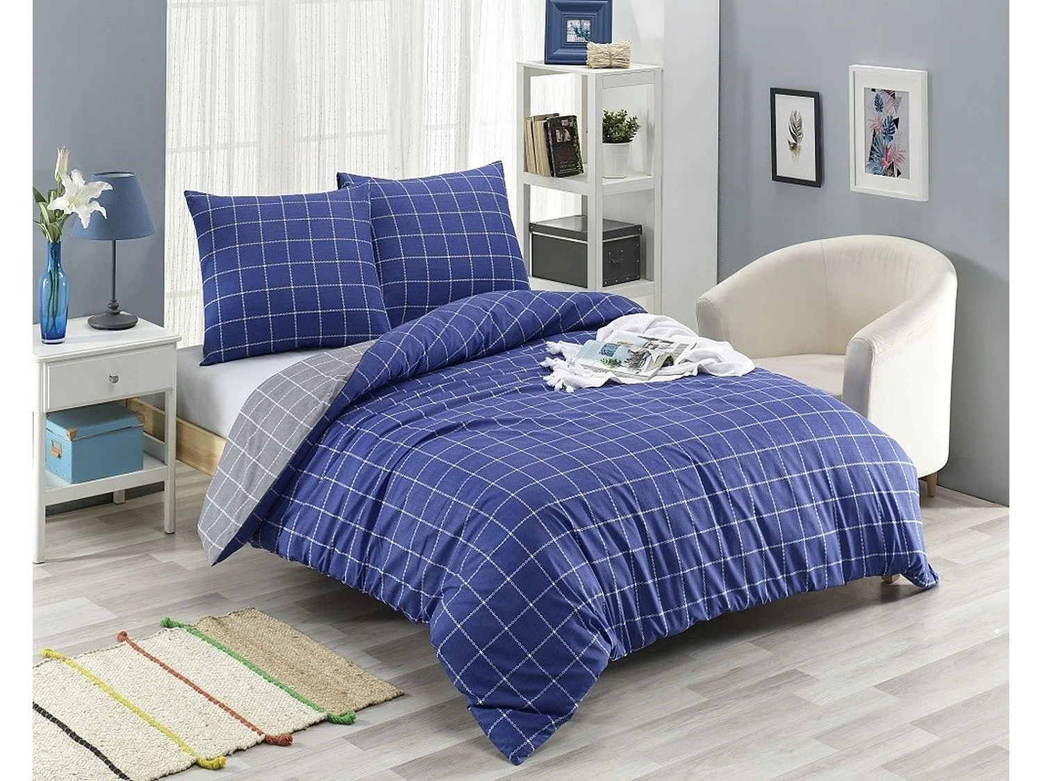 TRENDY BettwäscheSet 240 x 220 cm – Blau