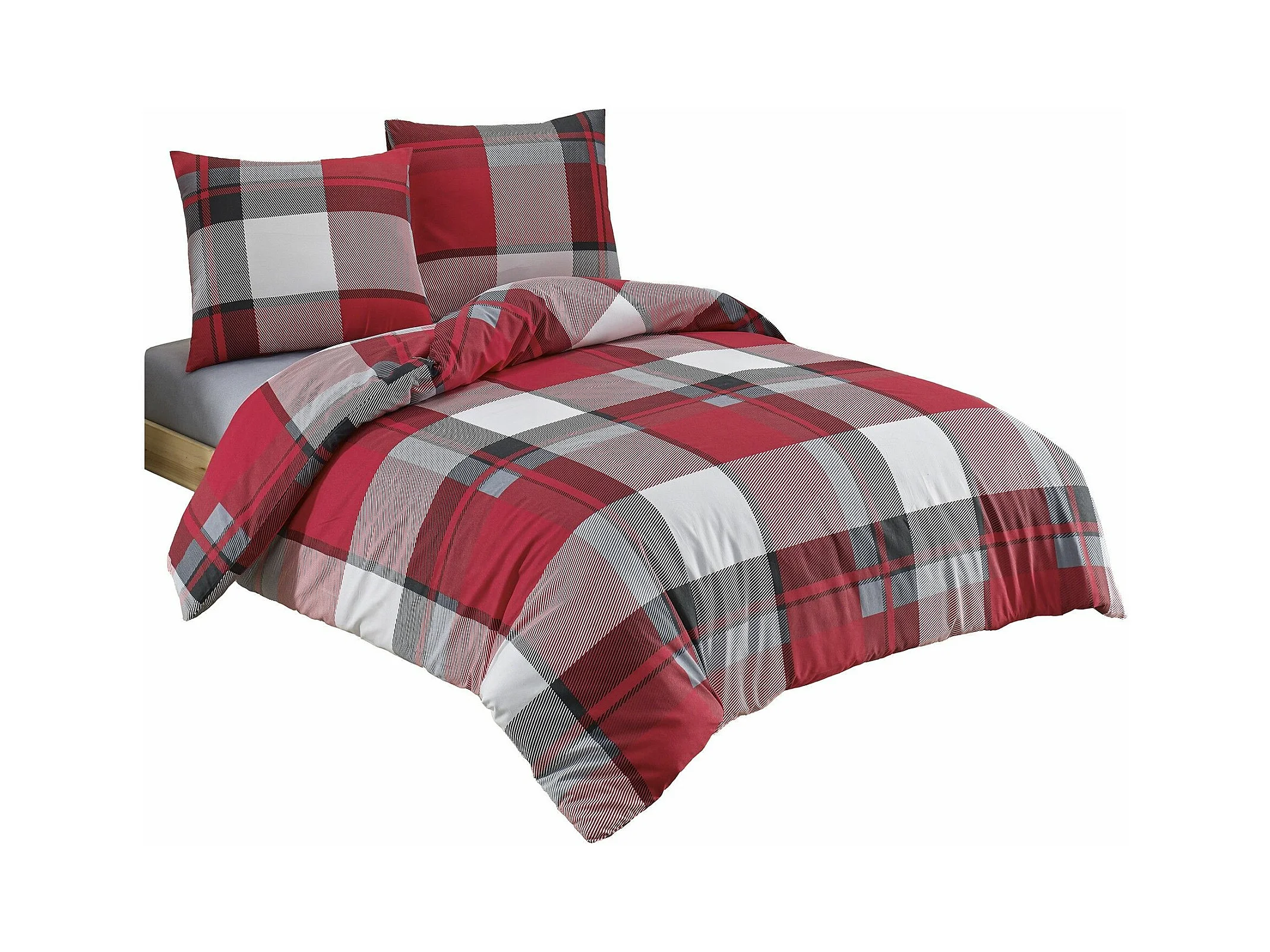 Sleepdown Robin-Set Di Biancheria Federe, In Cotone Spazzolato, Reversibile, Con Bordi A Tubi, Per Letto King Size, 220 Cm X 230 Cm, Colore: Rosso | Leroy Merlin