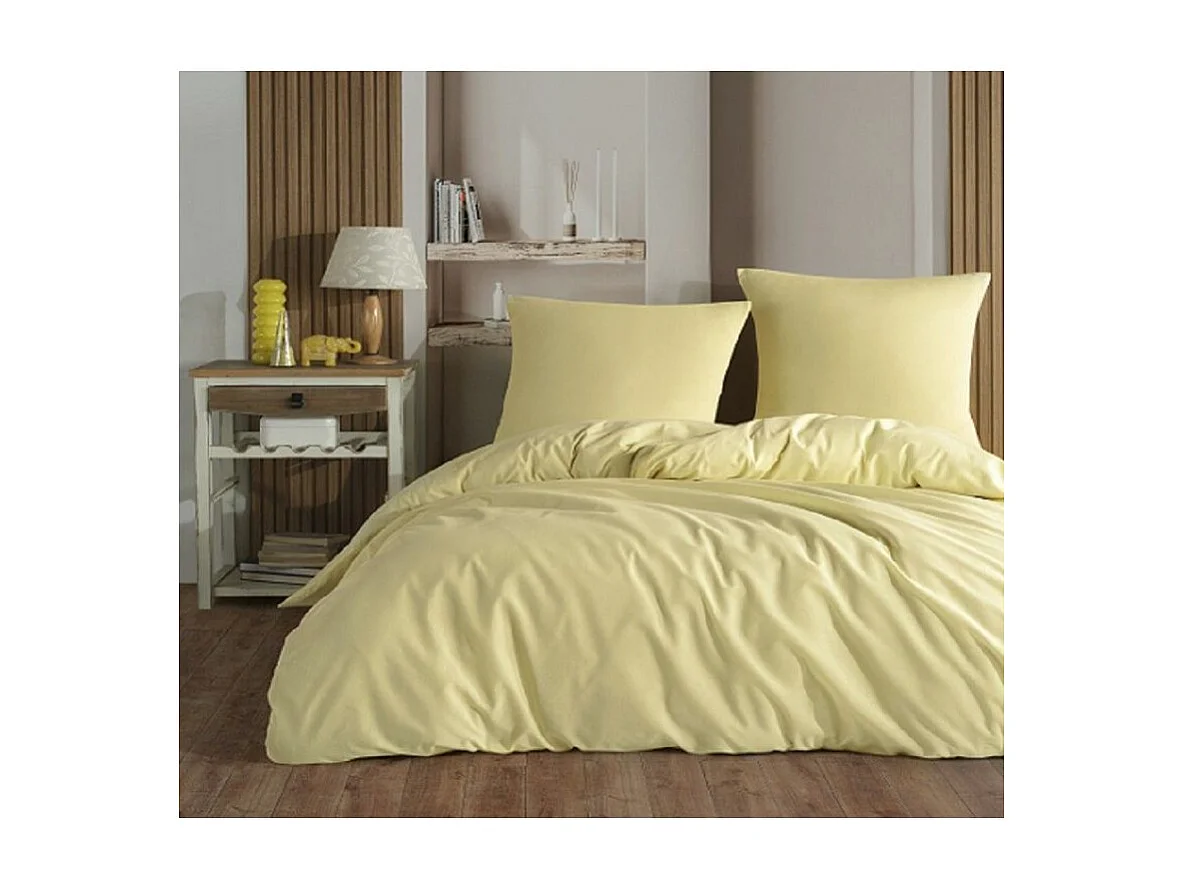 Einfarbiges Bettwäscheset 140 x 200 cm – Gelb