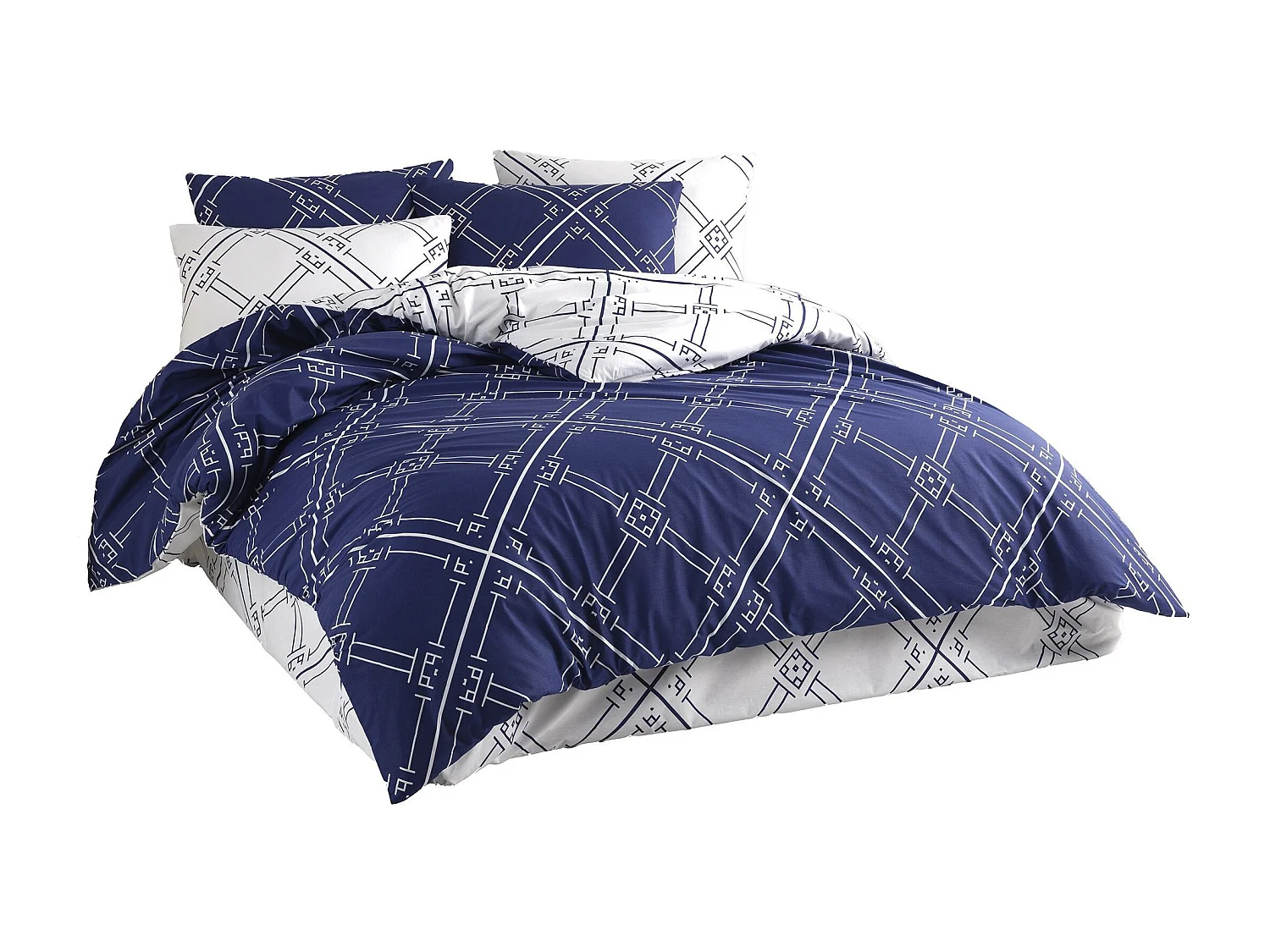 Parure de lit bleue GEOMETRIC 240 x 220 cm