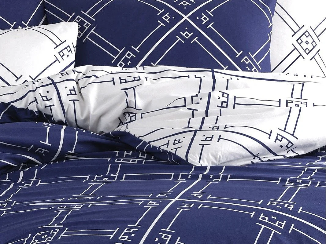 Parure de lit bleue GEOMETRIC 240 x 220 cm