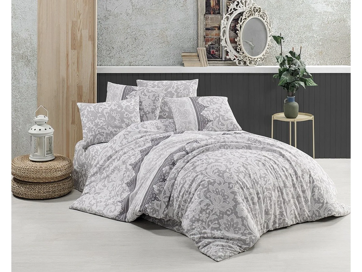 Juego de cama LANTIS 240 x 220 cm - Gris