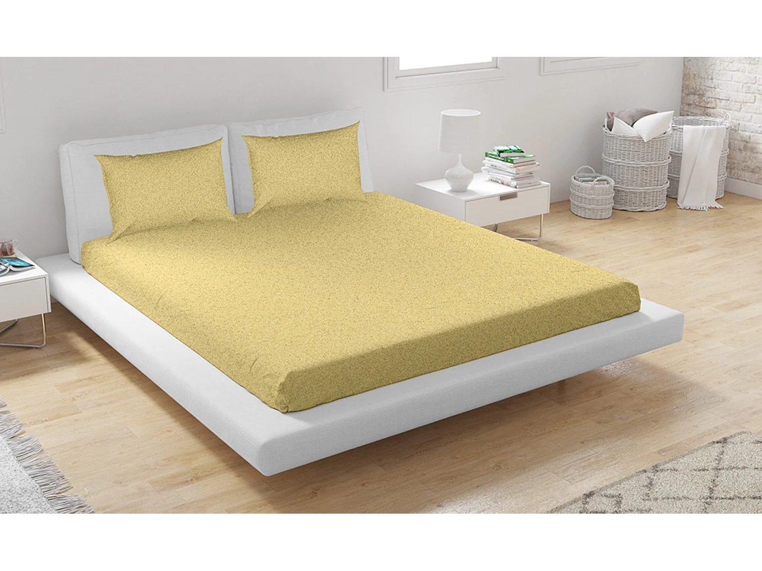 Set lenzuolo con angoli e federa Giallo