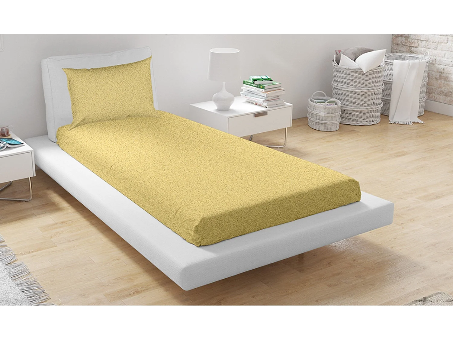 Set lenzuolo con angoli e federa Giallo