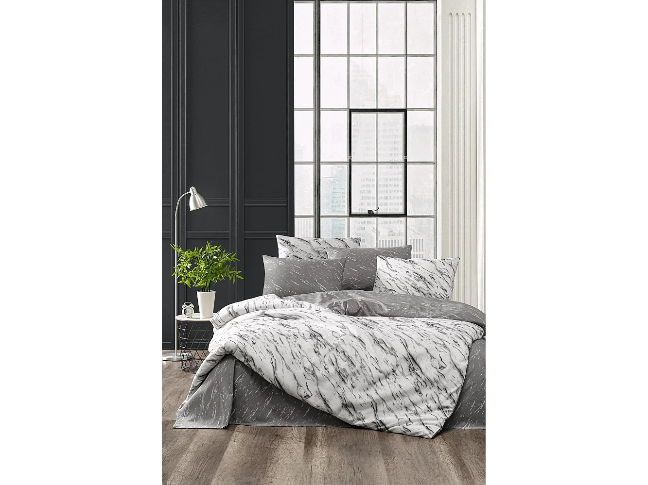 TRAVERTINBettgarnitur 240 x 220 cm – Grau