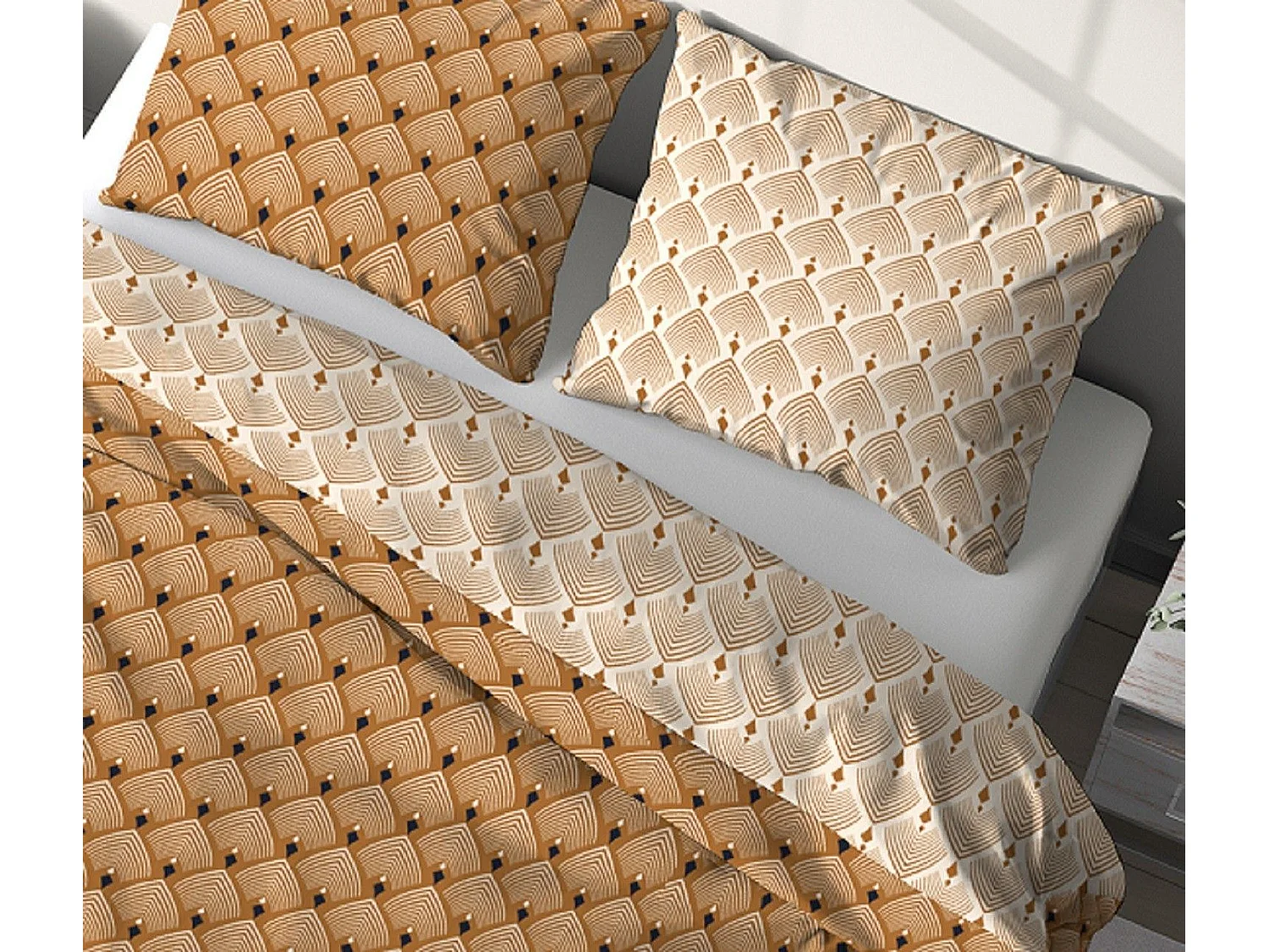 Juego de cama de poliéster 240 x 220 cm - Beige