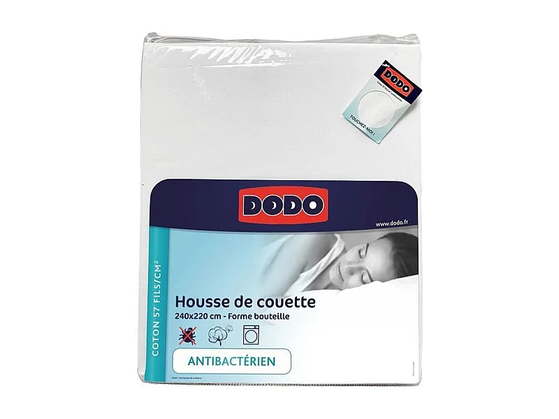 Housse de couette blanche coton antibactérien 240 x 220 cm