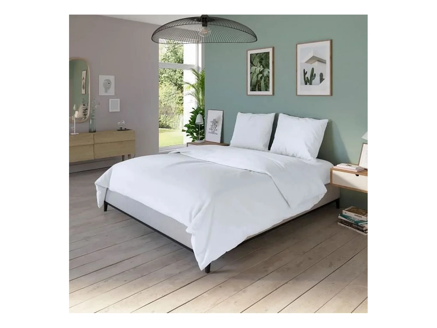 Housse de couette blanche coton antibactérien 240 x 220 cm