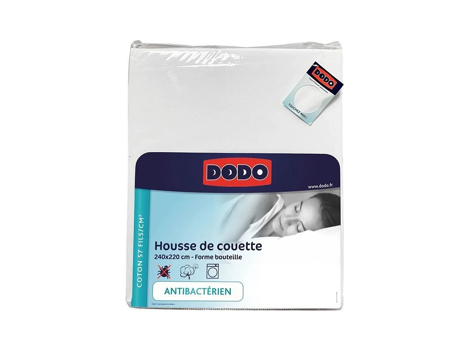 Housse de couette blanche coton antibactérien 240 x 220 cm