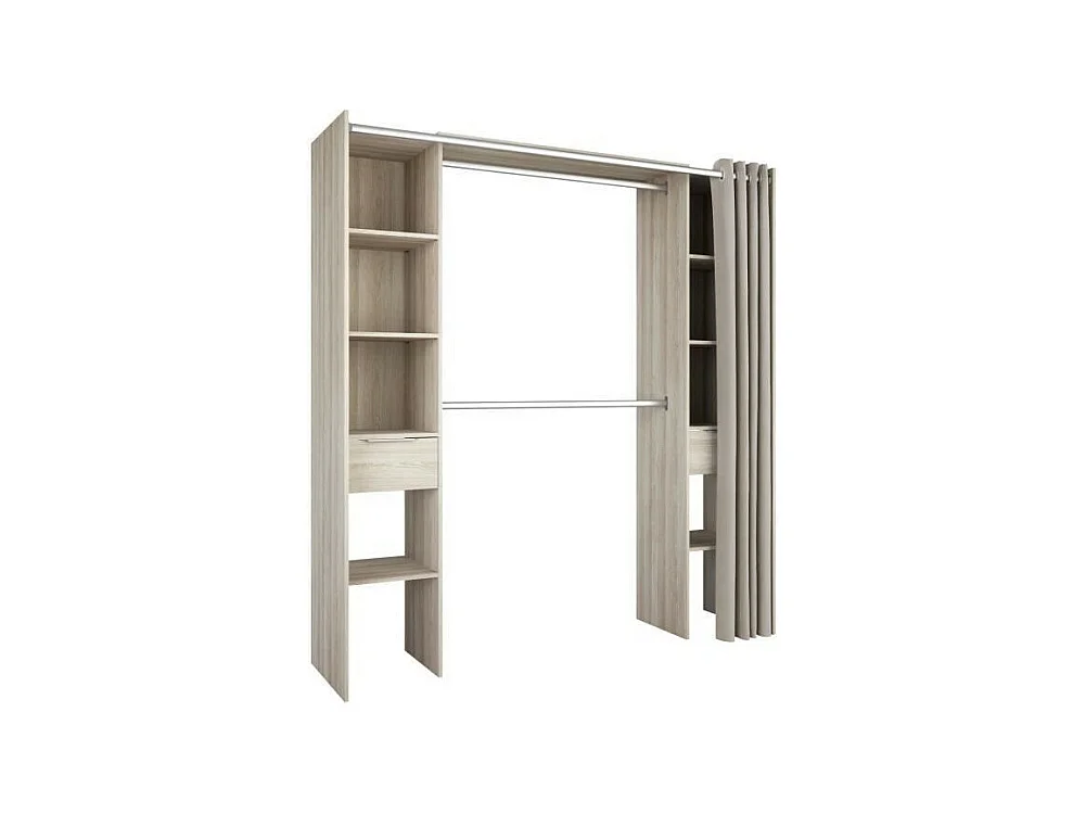 Kit placard 2 colonnes/2 penderies/2 tiroirs - Decor chene shannon - L 115 x P 50 x H 203 cm - DANA