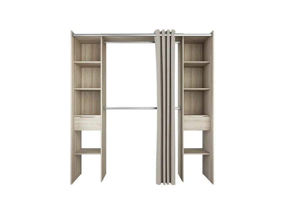 Ankleideset 2 Säulen + 2 Kleiderschränke + 2 Schubladen – ShannonEiche – 115 x 50 x 203 cm – DANA