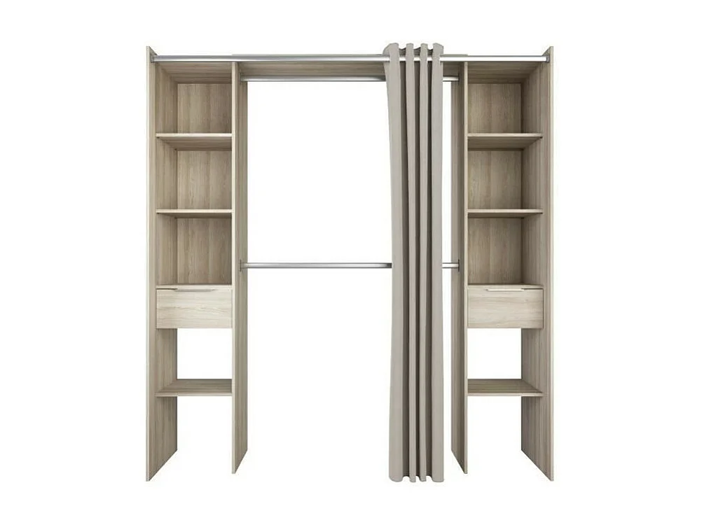 Dressing kit 2 kolommen + 2 kasten + 2 laden - Shannon eiken - 115 x 50 x 203 cm - DANA