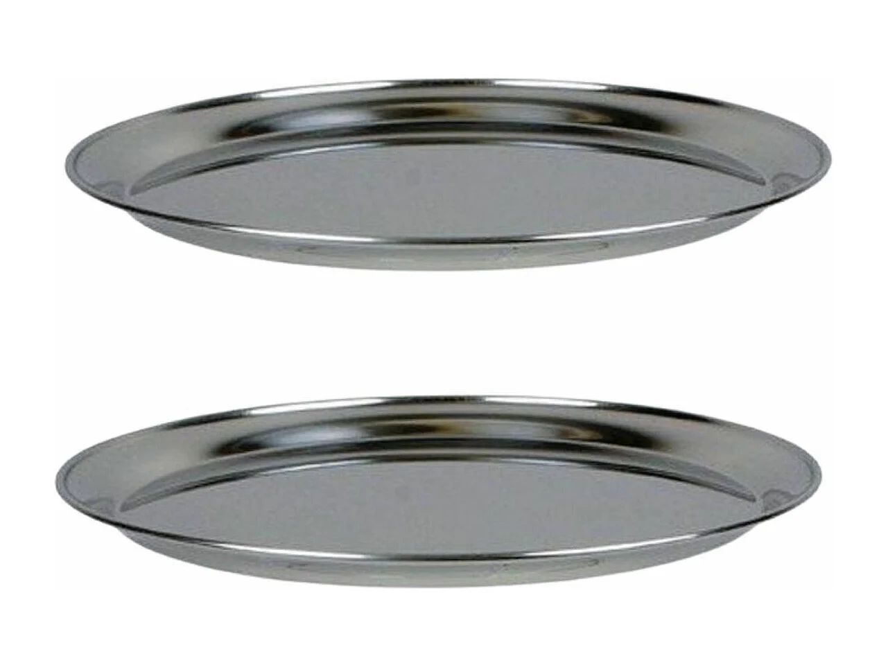 2 roestvrijstalen zeevruchtenschalen Ø 36 cm