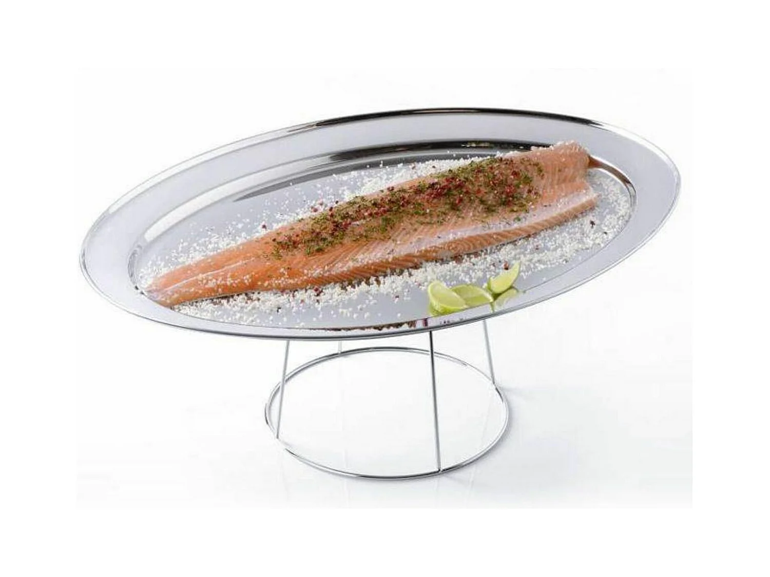 2 bandejas de marisco Ø 36 cm y 2 soportes de acero inoxidable