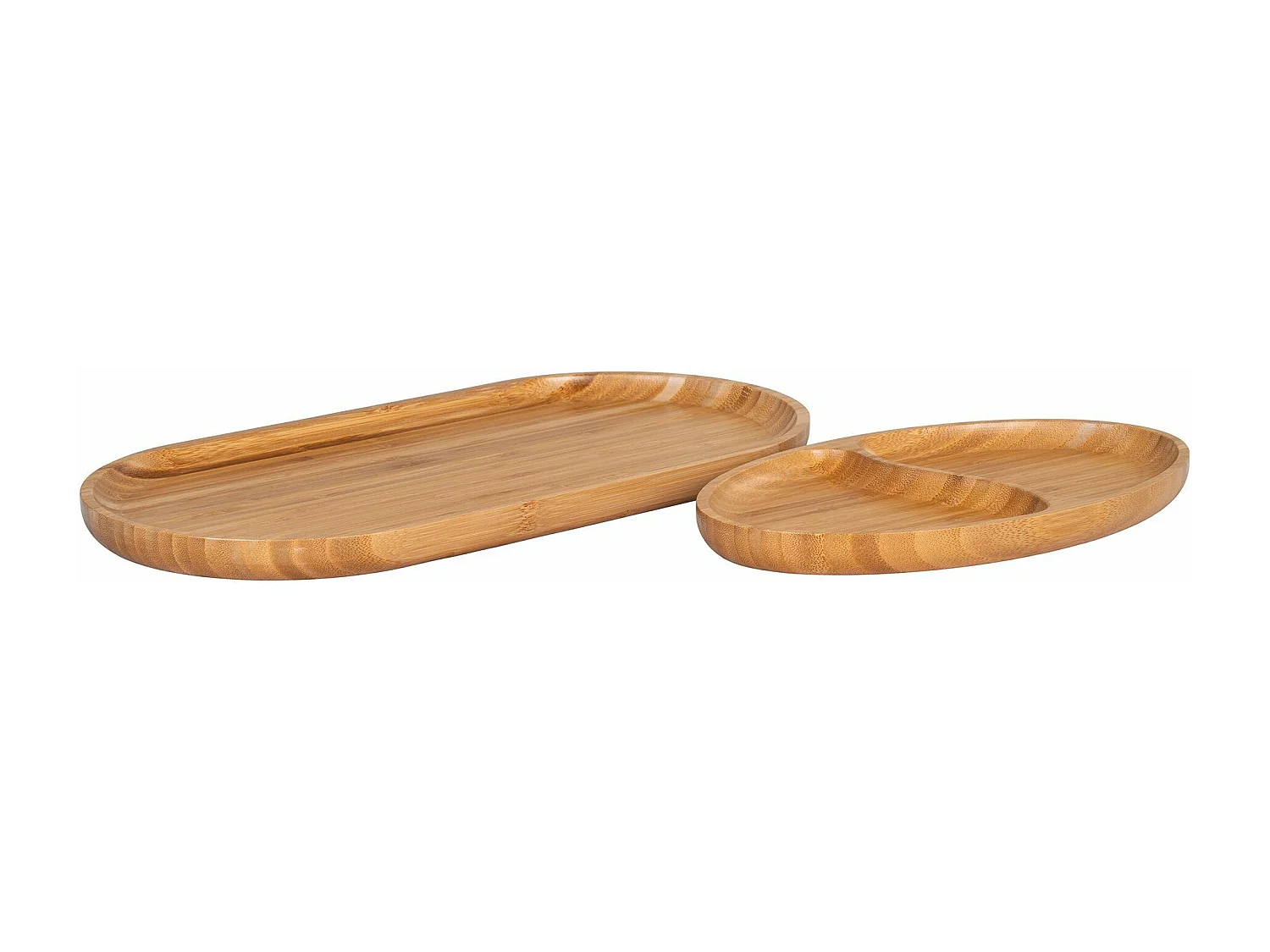 Lot de 2 plateaux de service bambou naturel