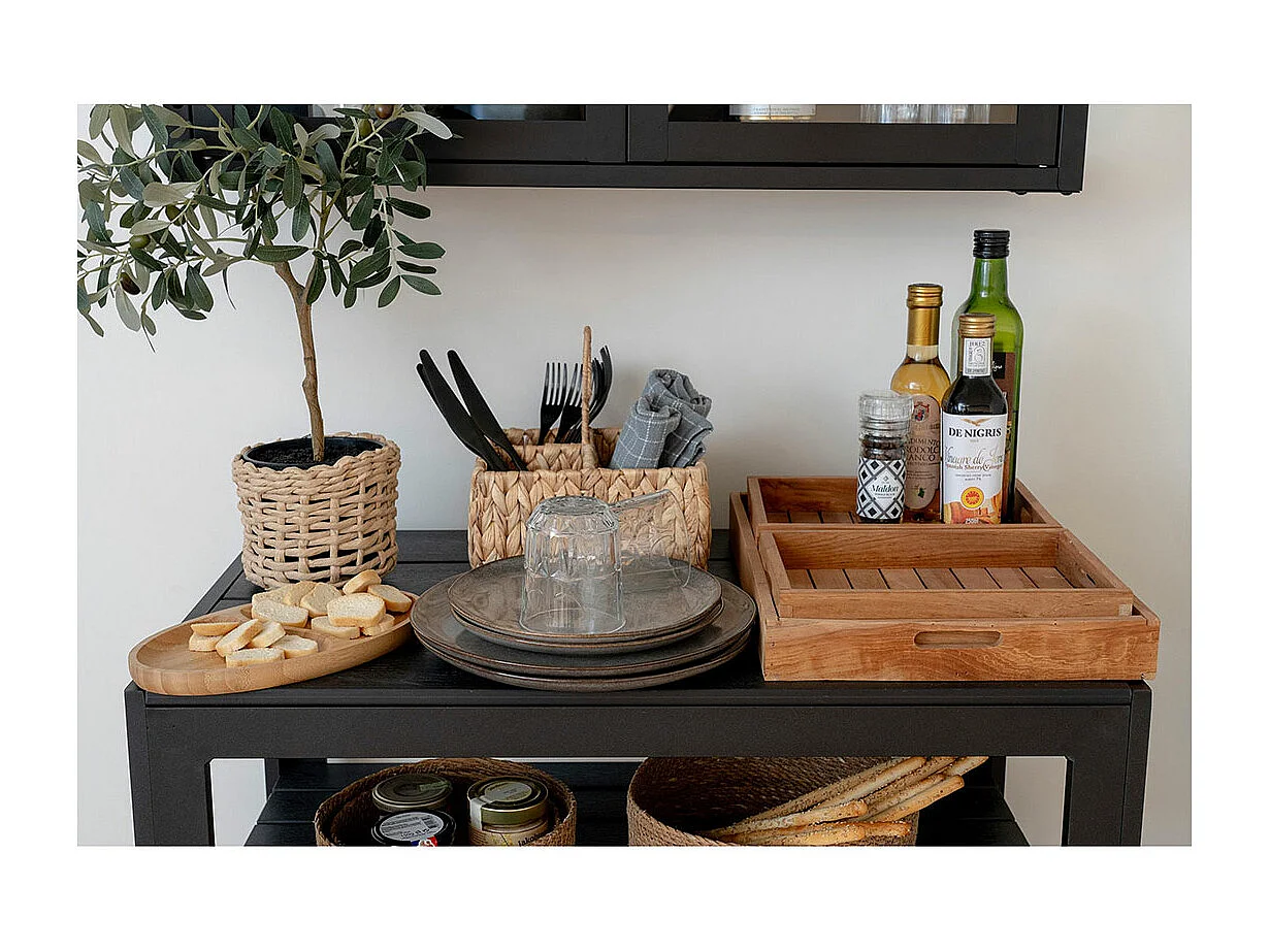 Lot de 2 plateaux de service bambou naturel