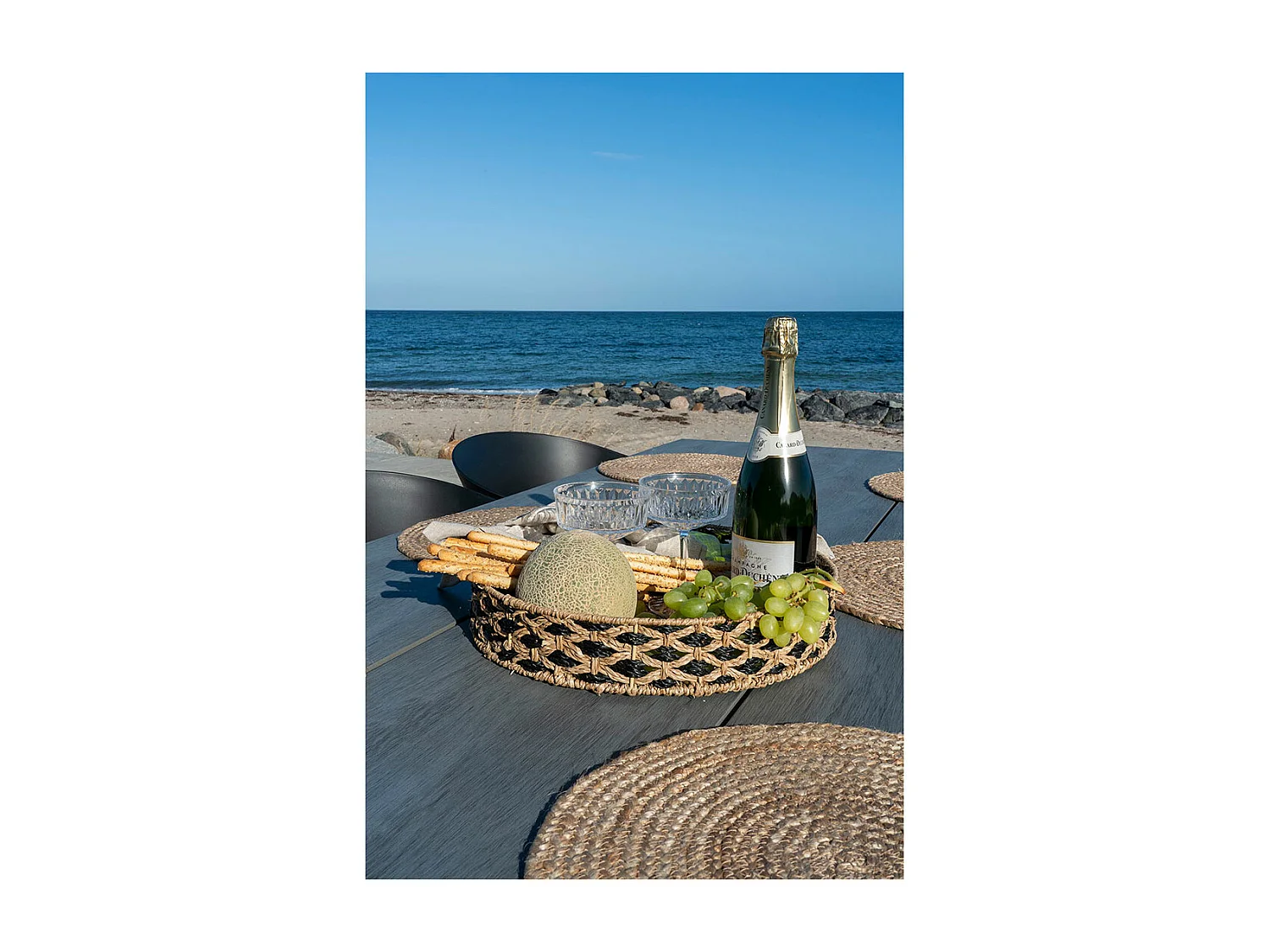 Platte rund aus Seegras, Schwarz und Braun, Ø 38