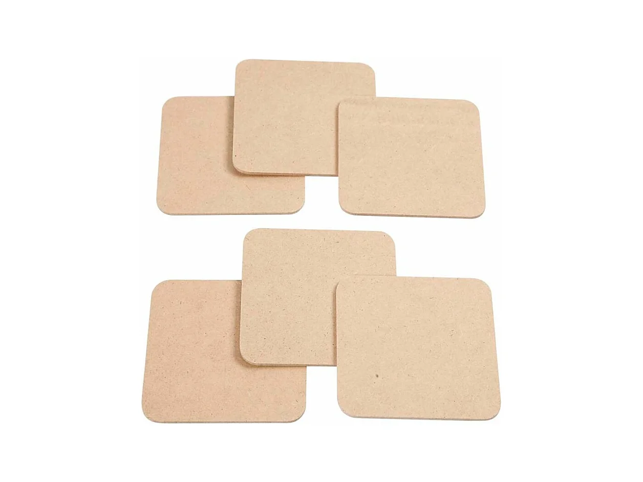 6 Untersetzer aus Holz, zum Verzieren 10 x 10 cm