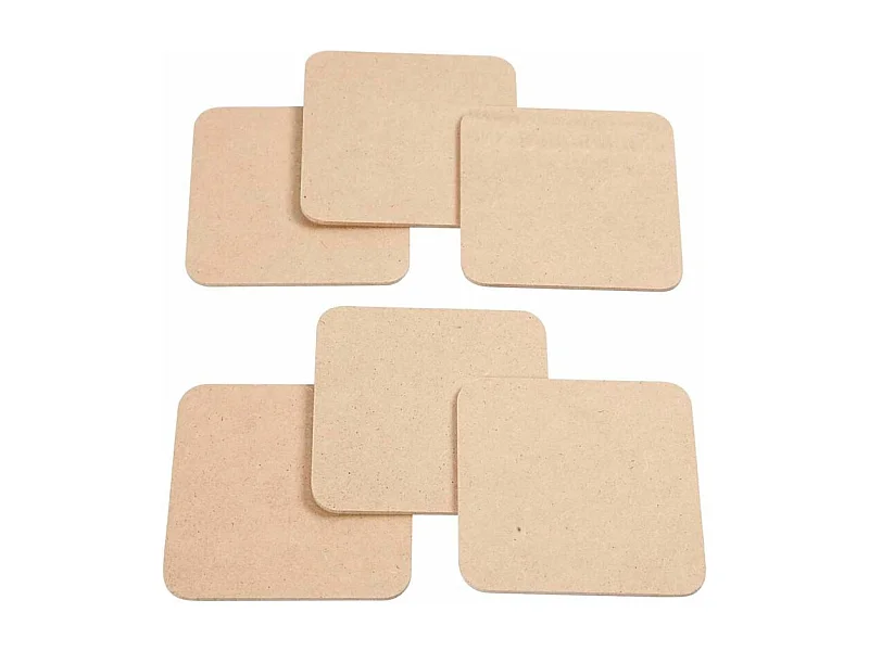 6 Untersetzer aus Holz, zum Verzieren 10 x 10 cm