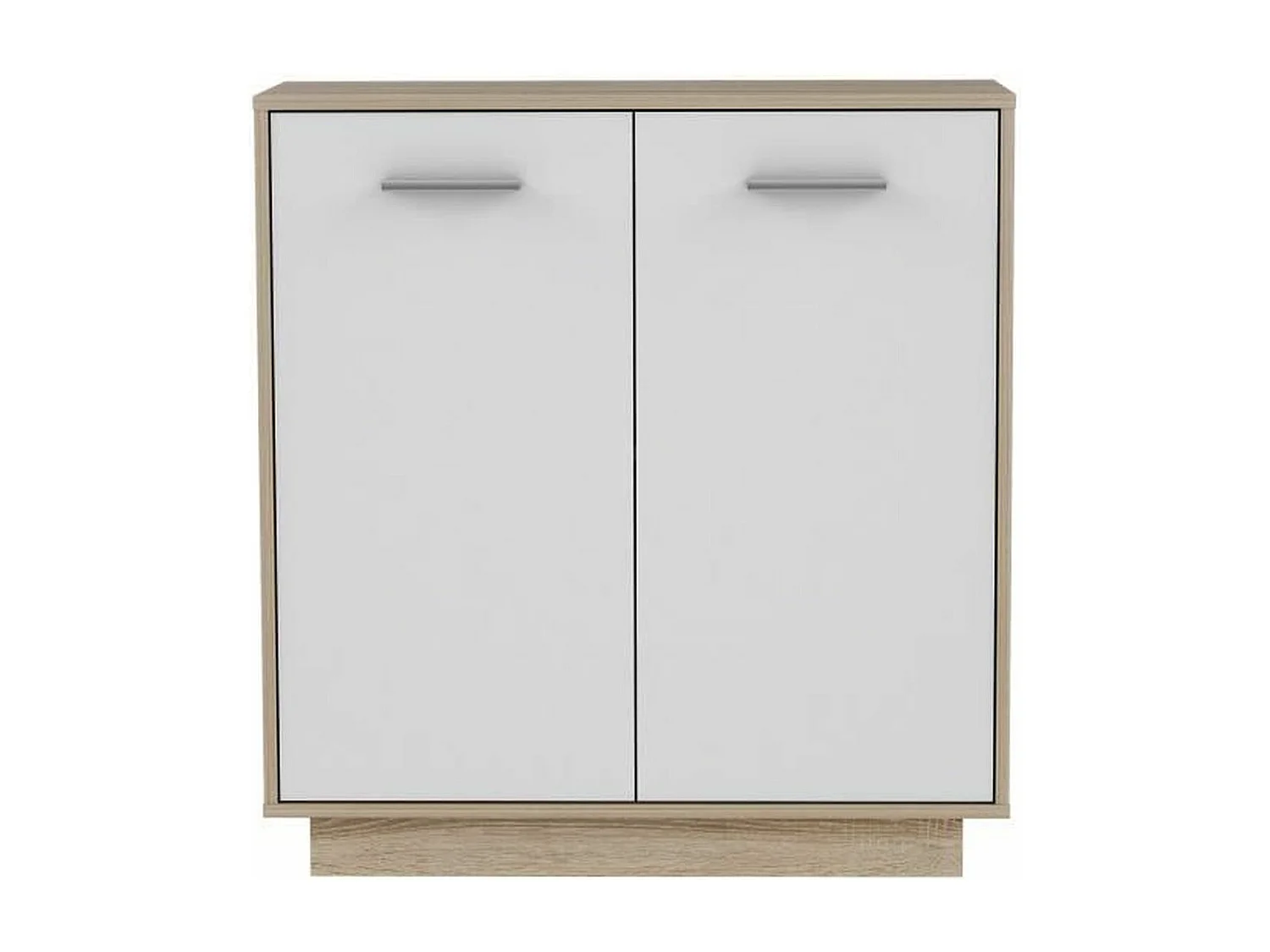 Kleines Sideboard mit 2 Türen – Weiß und SonomaEiche – 82,9 x 34,2 x 88,1 cm