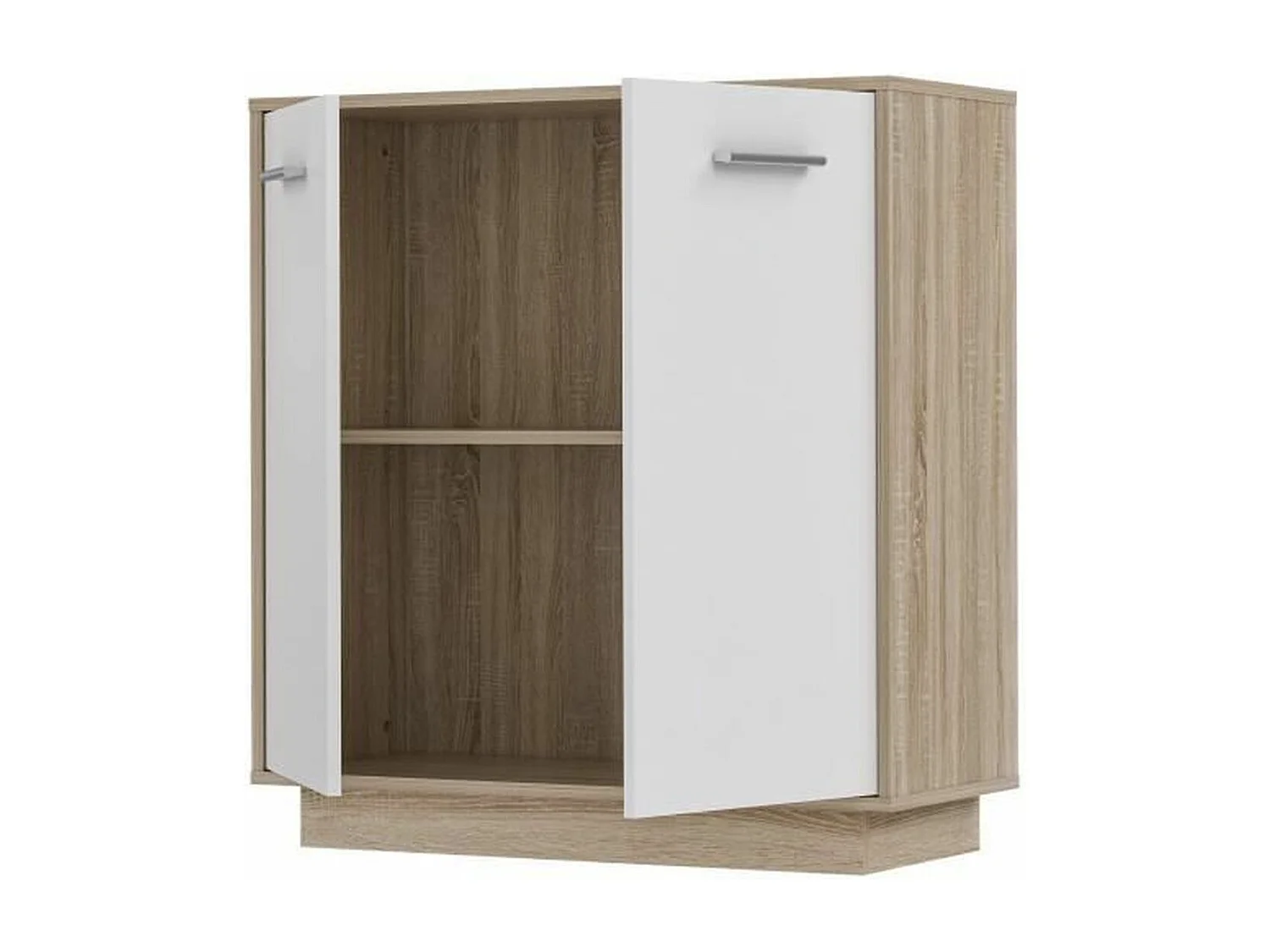 Kleines Sideboard mit 2 Türen – Weiß und SonomaEiche – 82,9 x 34,2 x 88,1 cm