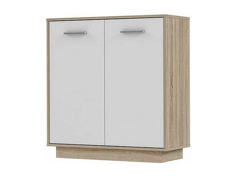 Kleines Sideboard mit 2 Türen – Weiß und SonomaEiche – 82,9 x 34,2 x 88,1 cm