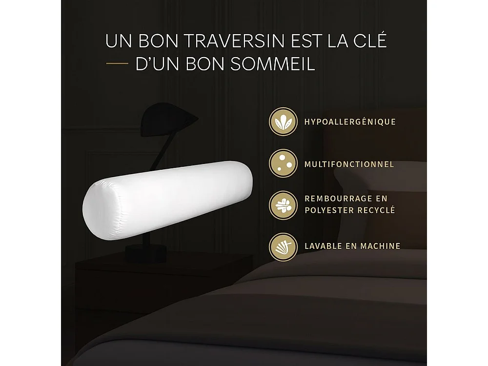 Traversin Uni Confort 200cm, polochon de Haute qualité